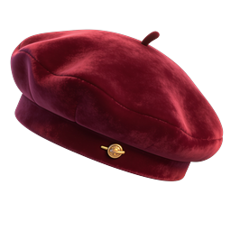 Red Velvet Beret Hat Icon - Classic French Style