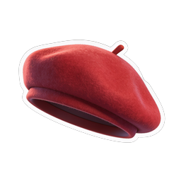 Red Beret Hat Icon - Classic French Felt Beret