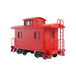 Icono de furgón de cola rojo 3D – transporte ferroviario