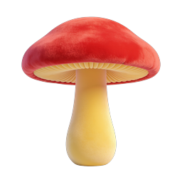 Red Capped Mushroom 3D Icon - Nature Clay Style