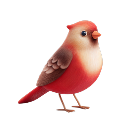 Red Cardinal Bird Icon - Realistic 3D Wildlife
