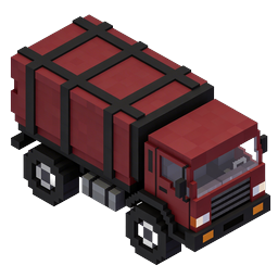 Red Cargo Truck Isometric Voxel Icon for Transport Apps