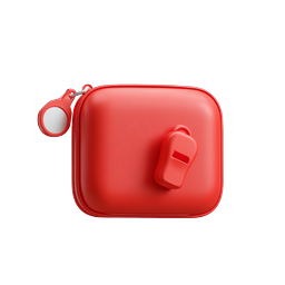 Red Case with Whistle Icon - 3D Rendered Emergency Pouch