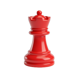 Red Chess Queen Icon | 3D Glossy Game Piece