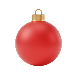 Red Christmas Ornament Icon - 3D Holiday Bauble