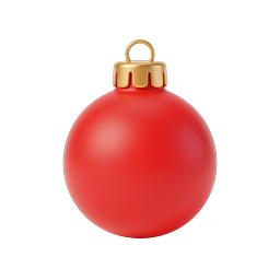 Red Christmas Ornament Icon - 3D Holiday Decoration