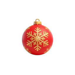 Red Christmas Ornament Icon with Gold Snowflake Design