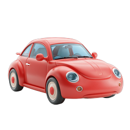 Red Classic Car Icon - 3D Clay Style Vintage Vehicle