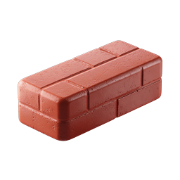 Red Clay Brick 3D Icon - Realistic Construction Material