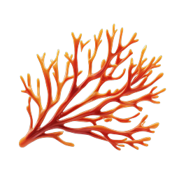 Realistic Red Coral Branch Icon - 3D Ocean Design