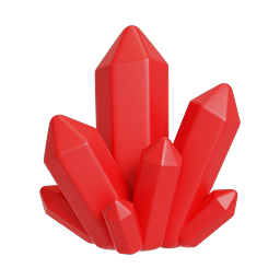 Red Crystal Cluster Icon | Faceted Gemstone 3D Illustration