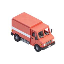 Red Voxel Delivery Van Isometric 3D Icon