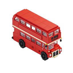 Red Double-Decker Bus Voxel 3D Icon