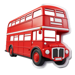 Red Double-Decker Bus Icon - London Style 3D Sticker