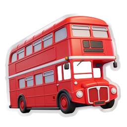 Red Double-Decker Bus Icon - 3D Clay Style Transportation