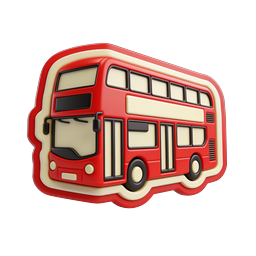 Red Double-Decker Bus 3D Icon for Transport & Travel