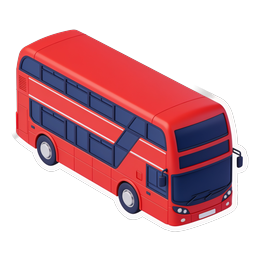 Red Double-Decker Bus Isometric Icon | 3D Transport