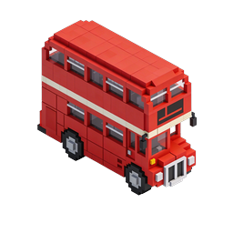 Red Double-Decker Bus Isometric Voxel Icon