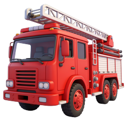 Red Fire Truck 3D Icon - Emergency Vehicle Illustration
