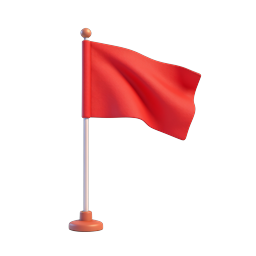 Red Flag 3D Icon | Waving Banner Symbol