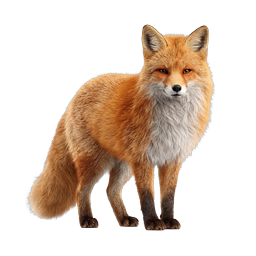 Realistic Red Fox Standing Wildlife Animal Illustration