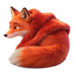 Realistic 3D Red Fox Character Icon - Animated Wildlife