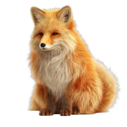 Realistic Red Fox Sitting Icon - Wildlife Animal