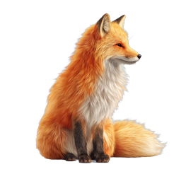Realistic Red Fox Sitting Illustration Icon