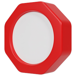 Red Octagonal Frame Icon - 3D UI Badge Element