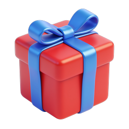 Red Gift Box with Blue Ribbon - 3D Icon