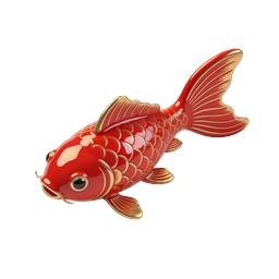 Red Gold Koi Fish Decorative Icon | 3D Render