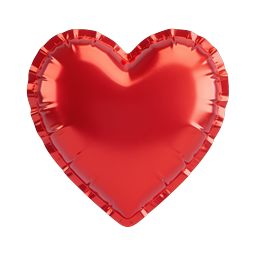 Red Heart Foil Balloon Icon - Romantic Love Symbol