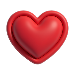 Red 3D Heart Icon - Glossy Realistic Love Symbol