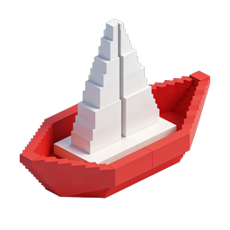 Ícone 3D Isométrico de Barco Vermelho - Design Vetorial Náutico