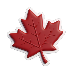 Red Maple Leaf Icon - Glossy 3D Sticker Style