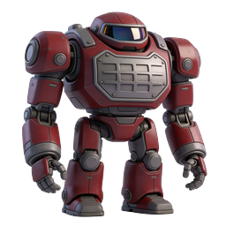 Red Armored Mech Robot Character Icon | 3D Render
