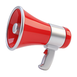 Red Megaphone Icon - 3D Realistic Announcement Graphic