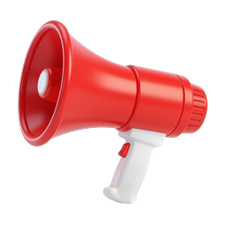 Red Megaphone Icon - 3D Realistic Bullhorn Graphic