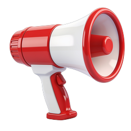 Rotes Megafon 3D-Icon für Ankündigungen