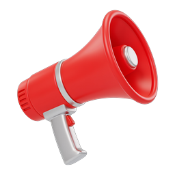 Red 3D Megaphone Icon for Announcements