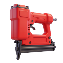 Icono 3D de pistola de clavos roja - herramienta de construcción y carpintería