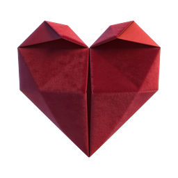 Red Origami Heart Icon - Realistic 3D Paper Love Symbol