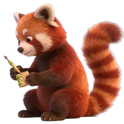 Icona personaggio artista panda rosso 3D carino | Stile Pixar