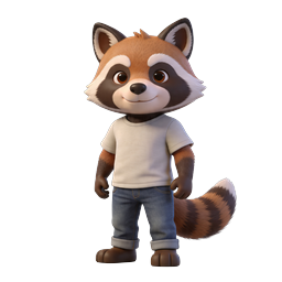 Cute Red Panda 3D Character Icon in Casual Outfit
