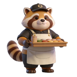 Cute Red Panda Chef Sushi Mascot 3D Icon