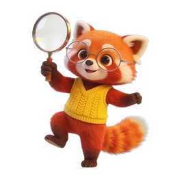 Cute Red Panda Explorer with Magnifying Glass Icon