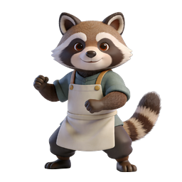 Icône de personnage 3D adorable panda roux combattant