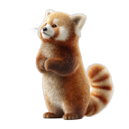 Süßes realistisches Icon eines stehenden Roten Pandas