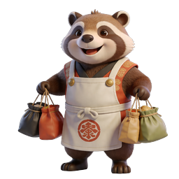 Red Panda Shopkeeper 3D Character Icon with Gift Bags