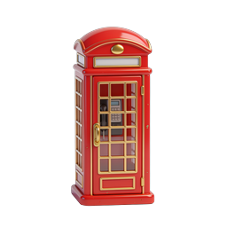 Classic Red British Phone Booth 3D Icon